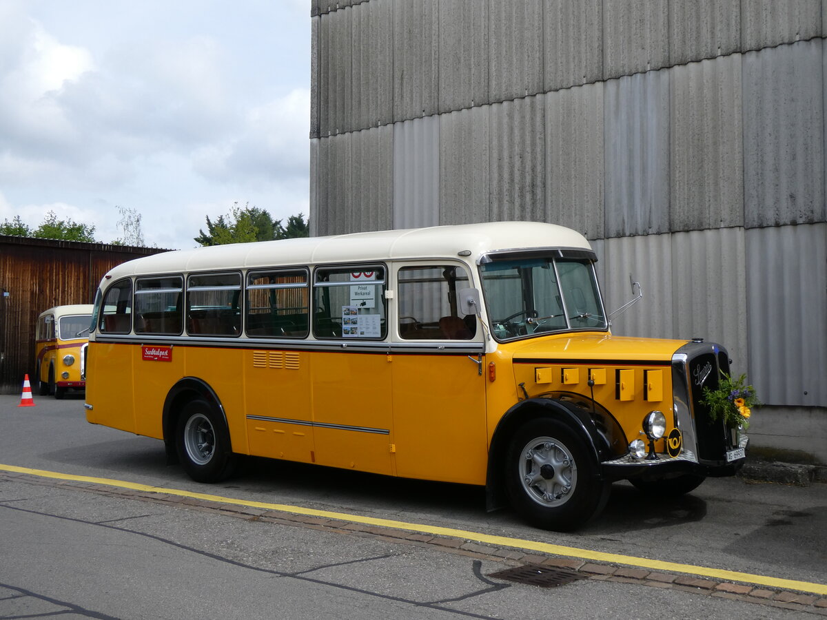 (262'071) - Blchlinger, Endingen - AG 69'937 - Saurer/Tscher (ex Dubach, Walde; ex Spescha, Andiast) am 4. Mai 2024 in Attikon, Wegmller