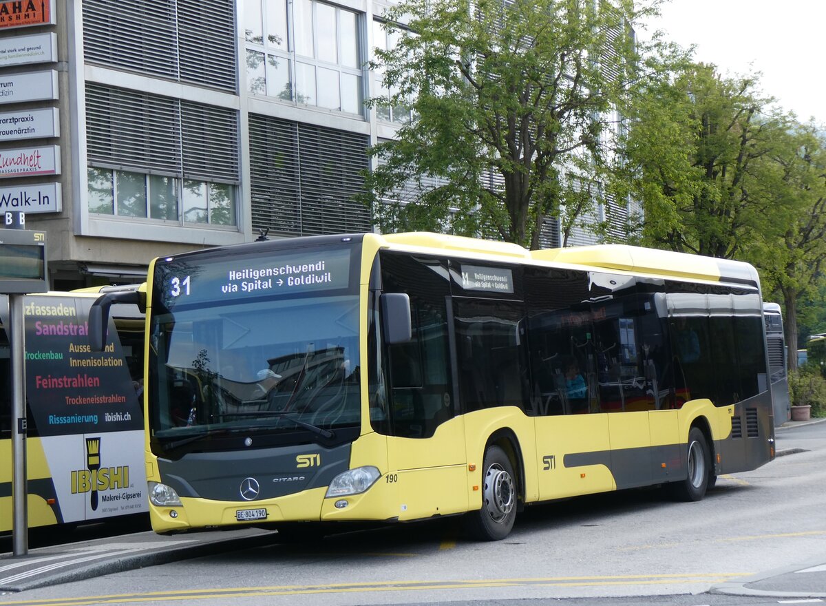 (262'225) - STI Thun - Nr. 190/BE 804'190 - Mercedes am 9. Mai 2024 beim Bahnhof Thun