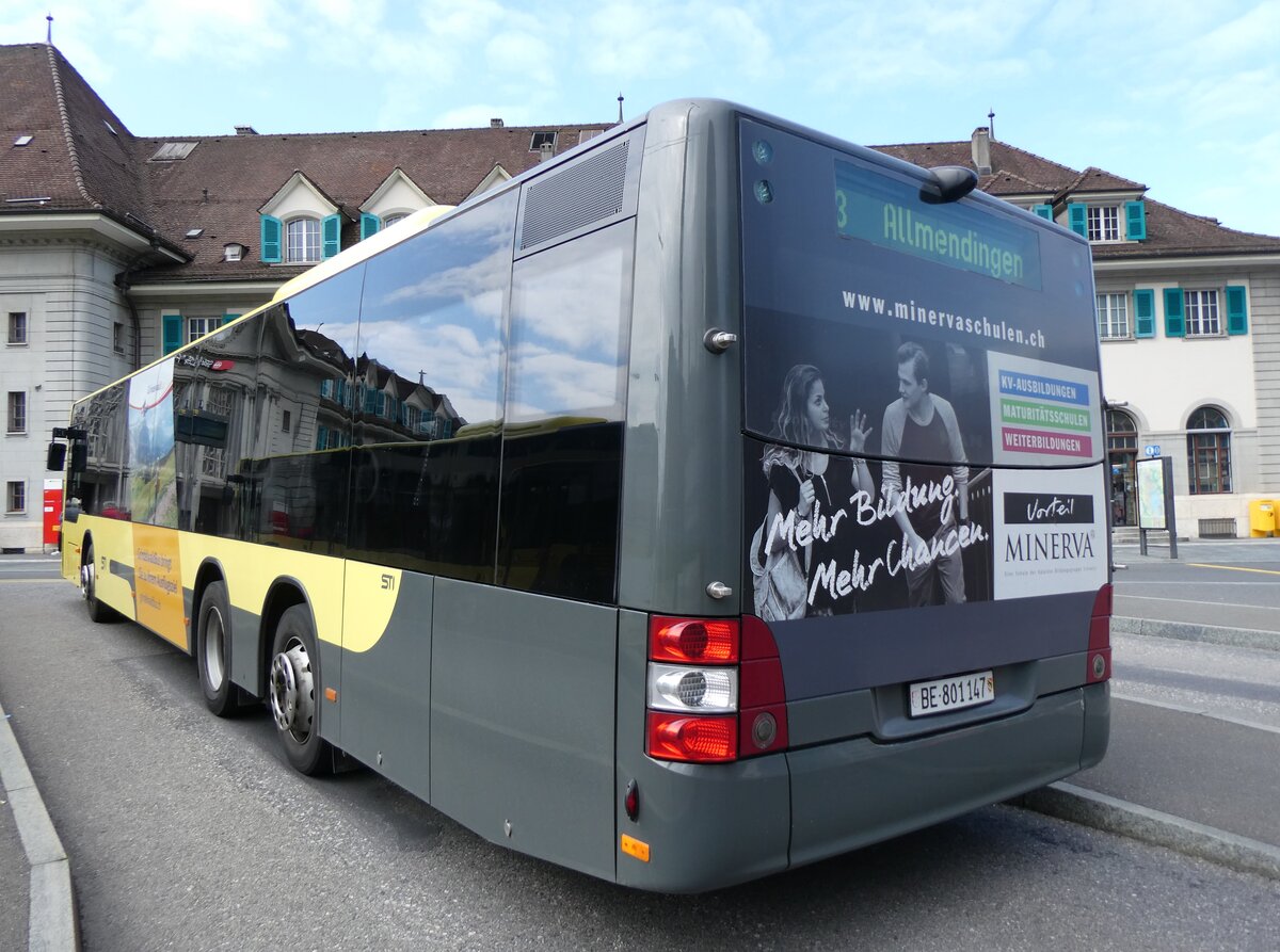 (262'230) - STI Thun - Nr. 147/BE 801'147 - MAN am 9. Mai 2024 beim Bahnhof Thun