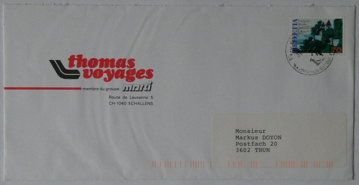 (262'293) - thomas-Briefumschlag vom 29. Juli 1998 am 12. Mai 2024 in Thun