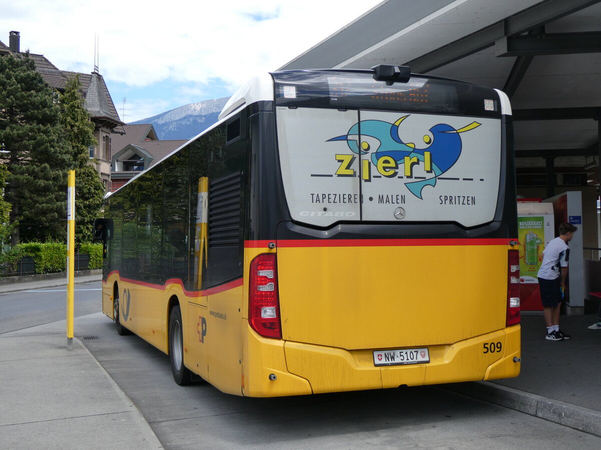 (262'719) - PostAuto Zentralschweiz - Nr. 509/NW 5107/PID 10'846 - Mercedes (ex Nr. 59; ex Nr. 12; ex Thepra, Stans Nr. 12) am 18. Mai 2024 beim Bahnhof Sarnen