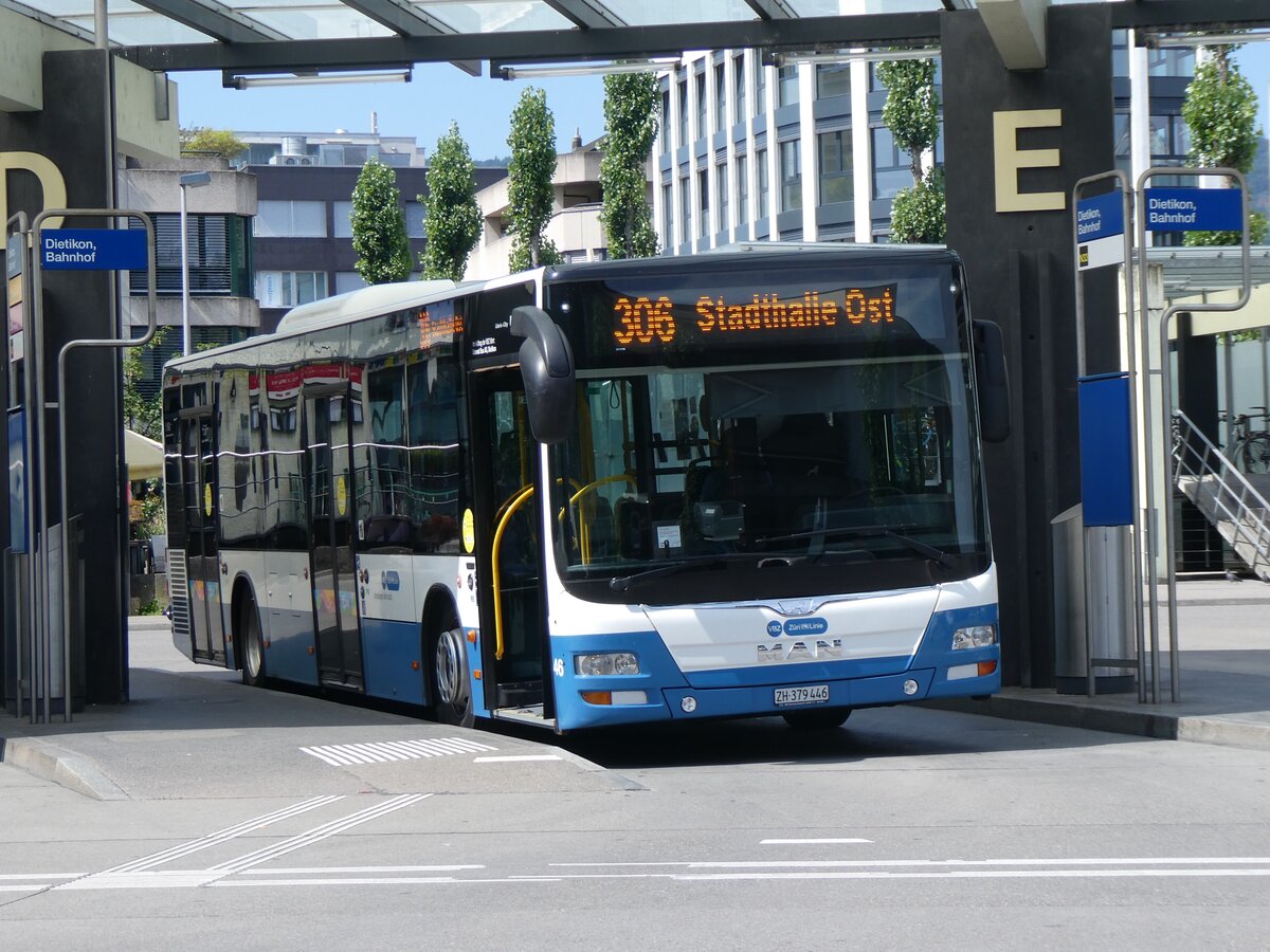 (264'861) - Limmat Bus, Dietikon - Nr. 46/ZH 379'446 - MAN am 18. Juli 2024 beim Bahnhof Dietikon