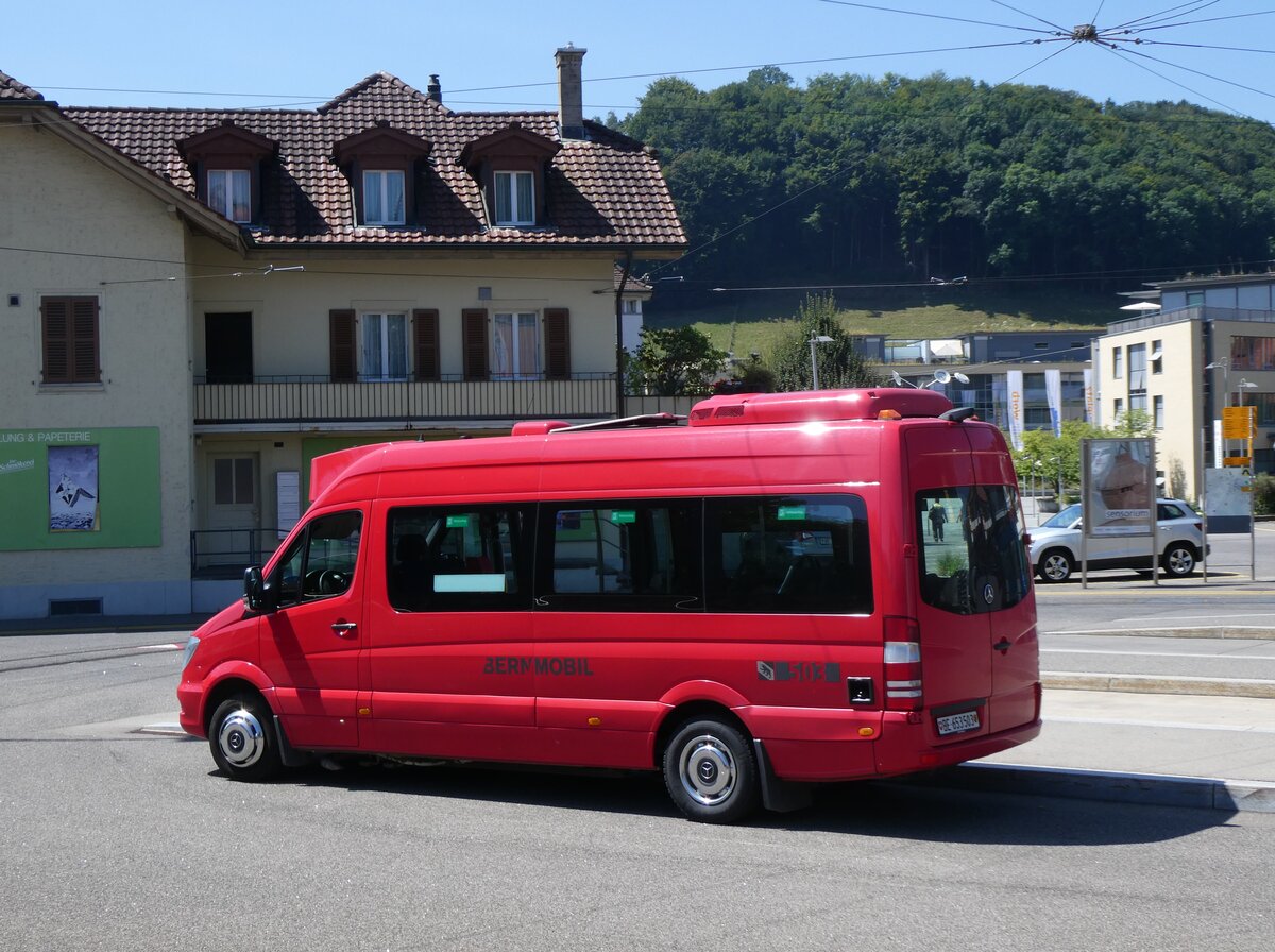 (265'245) - Bernmobil, Bern - Nr. 503/BE 653'503 - Mercedes (ex Busland, Burgdorf Nr. 402) am 29. Juli 2024 beim Bahnhof Worb Dorf