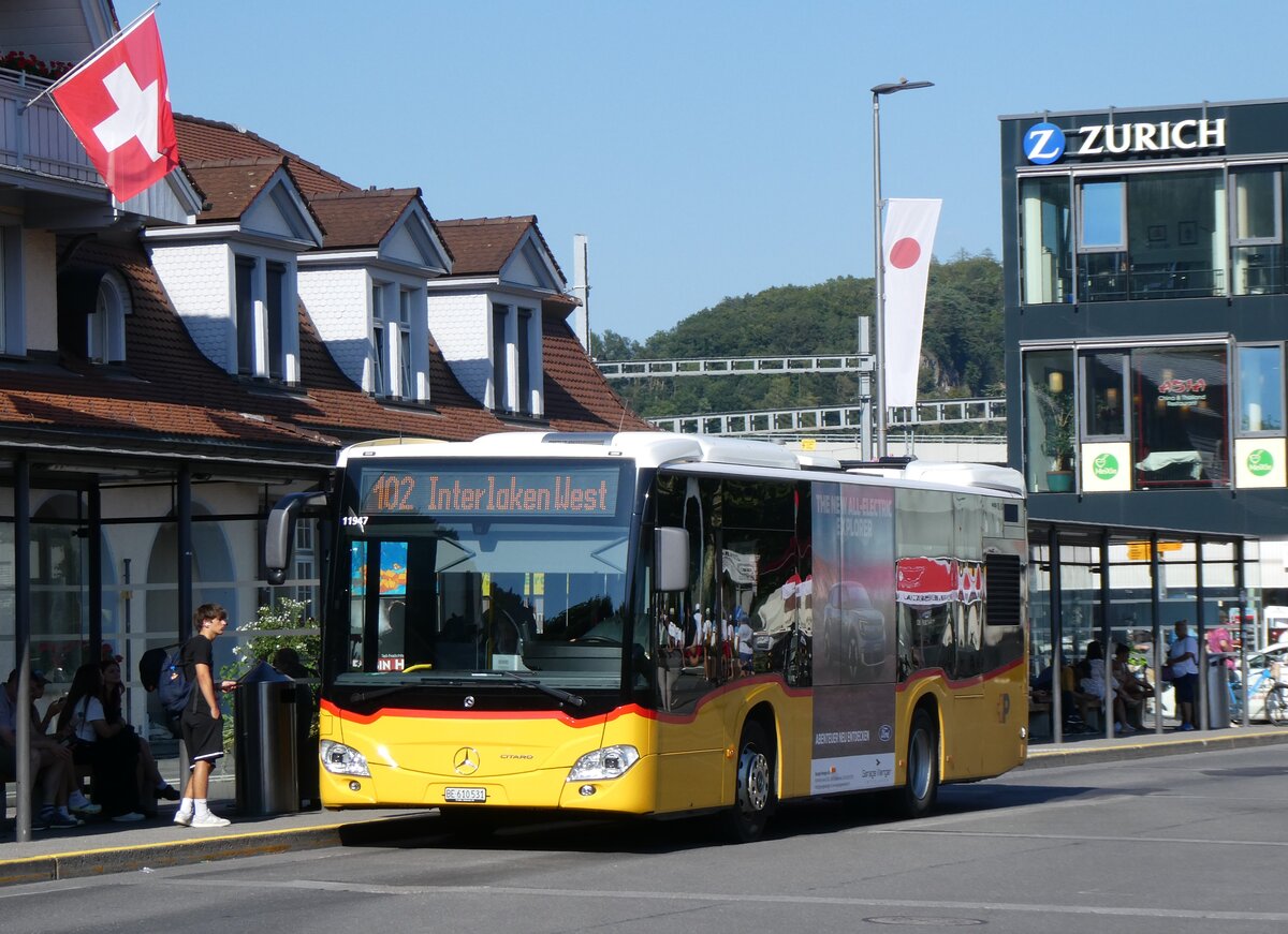 (265'644) - PostAuto Bern - BE 610'531/PID 11'947 - Mercedes am 13. August 2024 beim Bahnhof Interlaken Ost