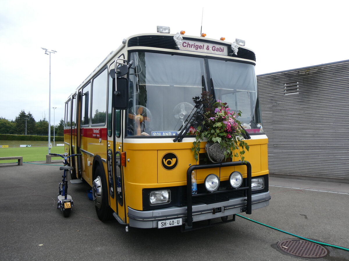 (265'882) - Oberhnsli, Thayngen - SH 40 U - FBW/Tscher (ex Bus-Halter, Wil Nr. 9) am 17. August 2024 in Neuhausen, Langriet