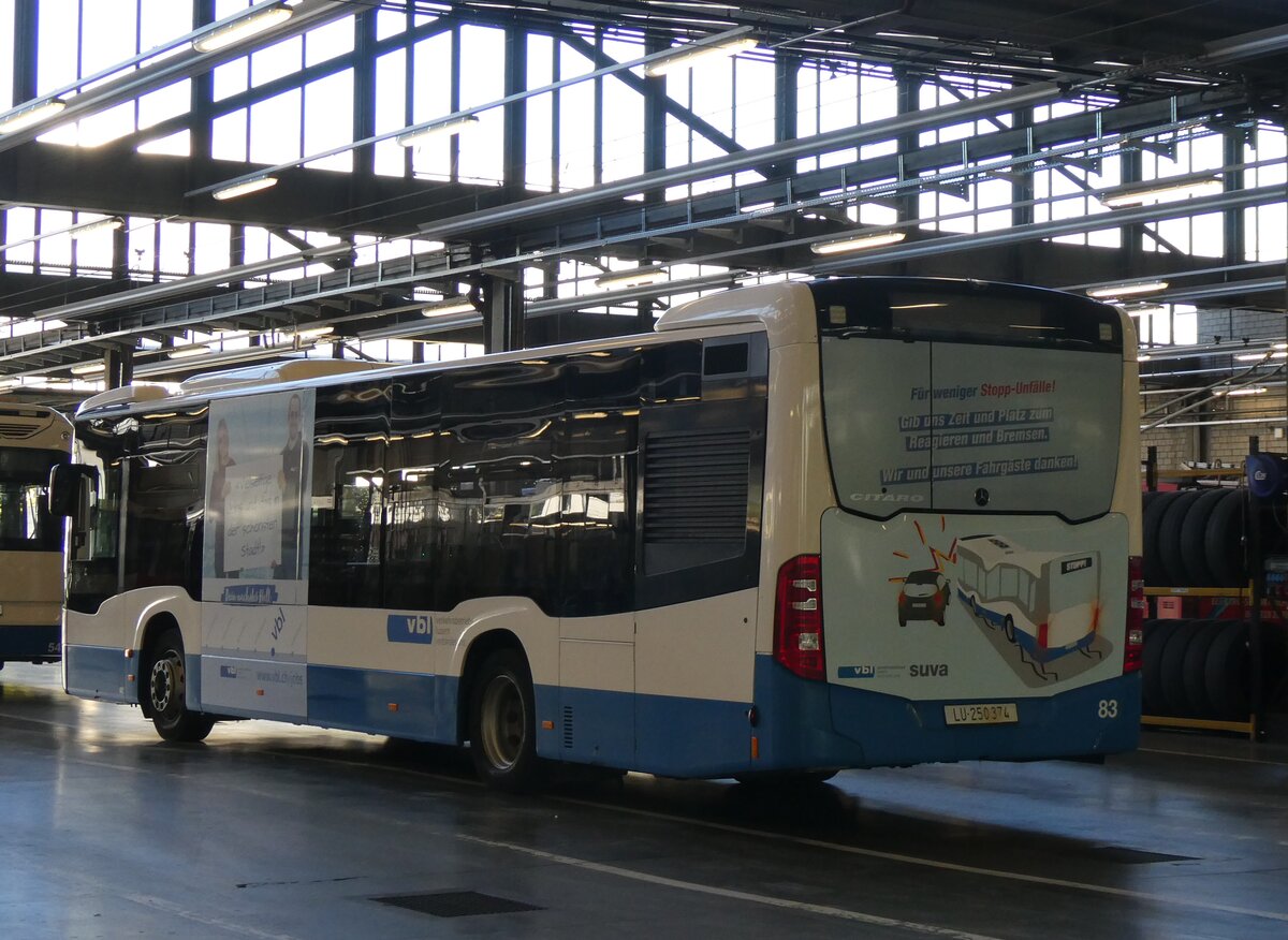 (266'765) - VBL Luzern - Nr. 83/LU 250'374 - Mercedes am 7. September 2024 in Luzern, Depot