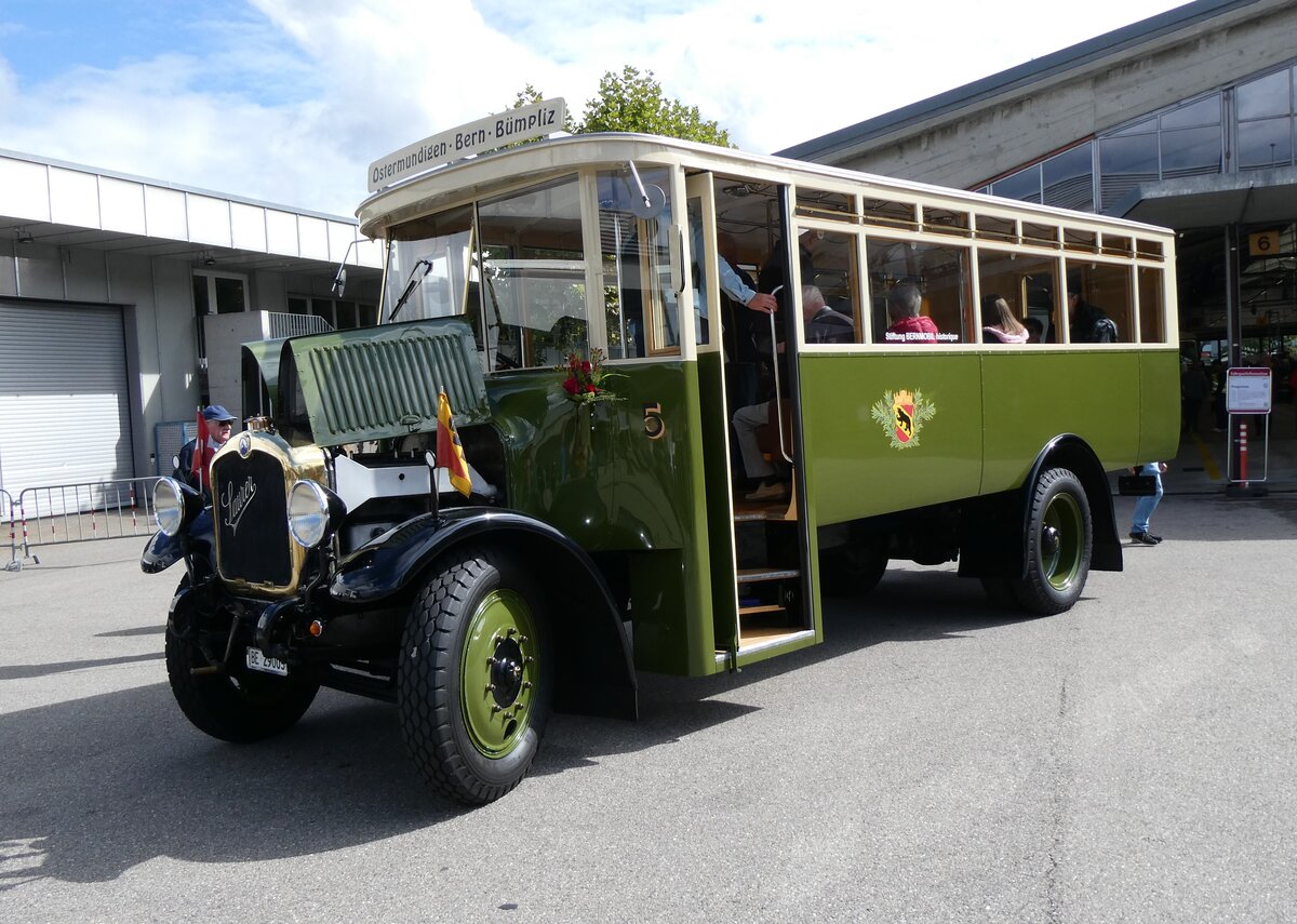 (266'990) - SVB Bern (Bernmobil historique) - Nr. 5/BE 29'005 - Saurer am 14. September 2024 in Bern, Garage Europaplatz