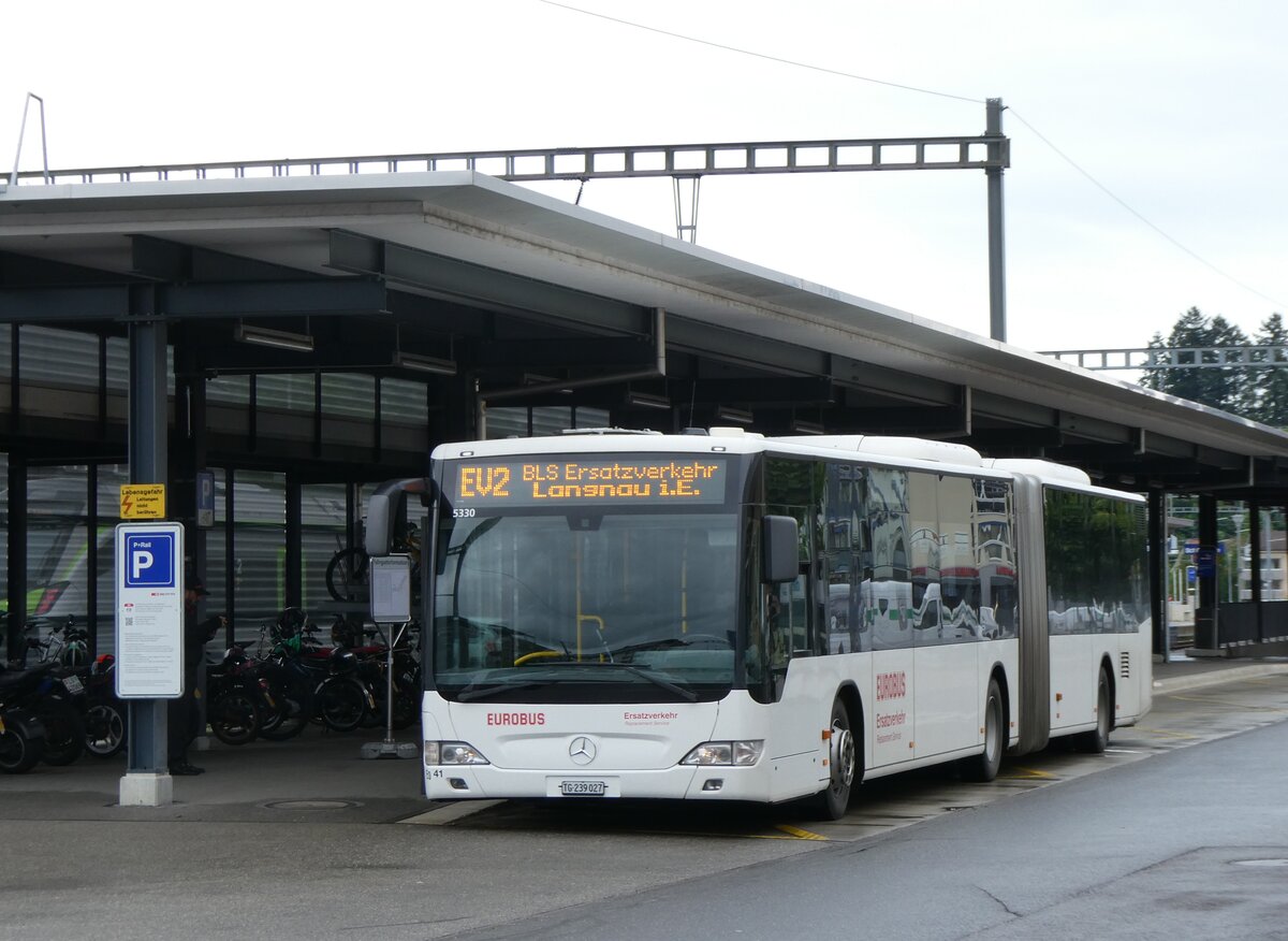 (275'849) - Eurobus, Arbon - Nr. 41/TG 239'027/PID 5330 - Mercedes (ex Nr. 14) am 26. Mai 2025 beim Bahnhof Schpfheim