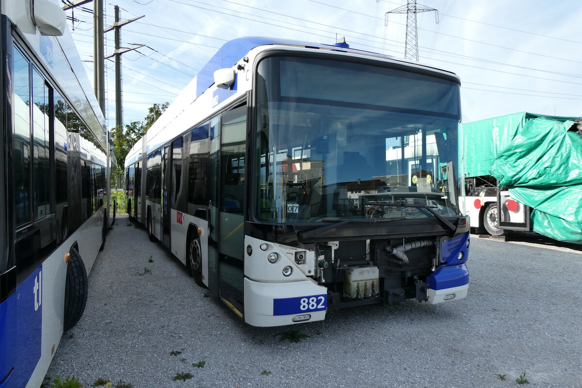 (280'030) - TL Lausanne - Nr. 882 - Hess/Hess Gelenktrolleybus am 6. September 2025 in Kerzers, Interbus
