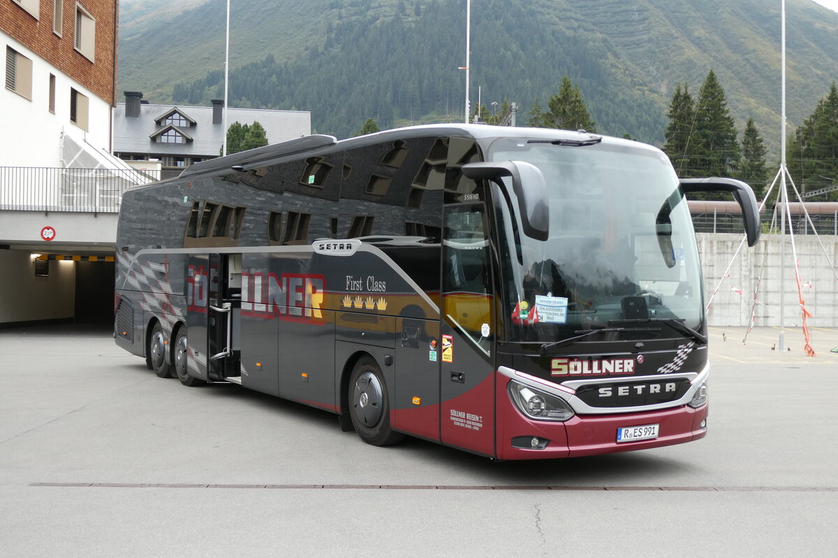 (280'065) - Aus Deutschland: Sllner, Regensburg - R-ES 991 - Setra am 8. September 2025 in Andermatt, Bahnhofplatz