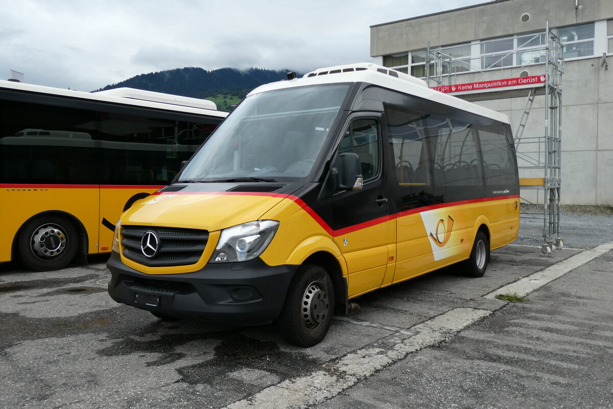 (280'208) - PostAuto Graubnden - PID 11'015 - Mercedes (ex Nr. 42; ex Nr. 12) am 9. September 2025 in Schluein, Garage
