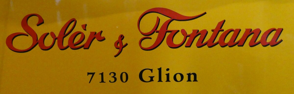 (280'231) - Beschriftung - Solr & Fontana 7130 Glion - am 10. September 2025 in Disentis, Garage Bundi