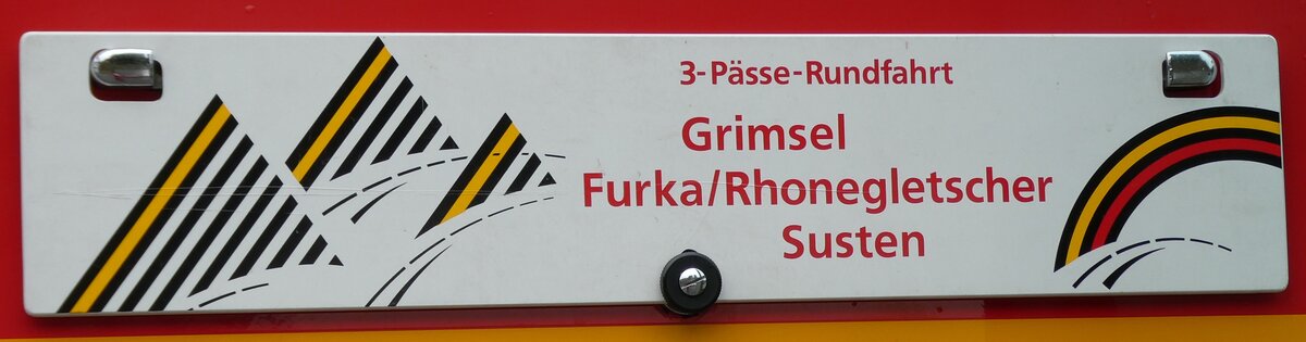 (280'241) - Routentafel - Grimsel Furka-Rhonegletscher Susten - am 10. September 2025 in Disentis, Garage Bundi