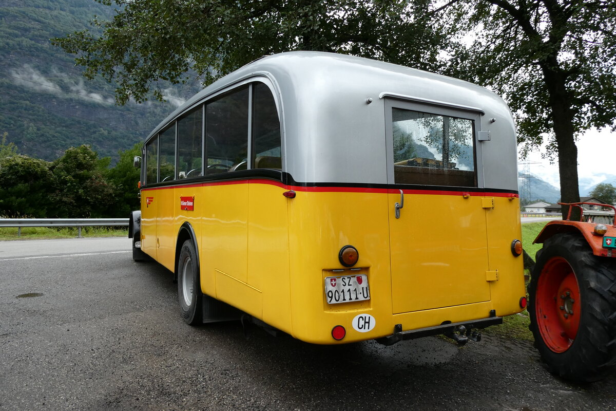 (280'345) - Kiener, Steinen - SZ 90'111 U - SAurer/Eggli (ex Marti, Luzern; ex P 23'095; ex P 2147) am 13. September 2025 in Iragna, Riviera