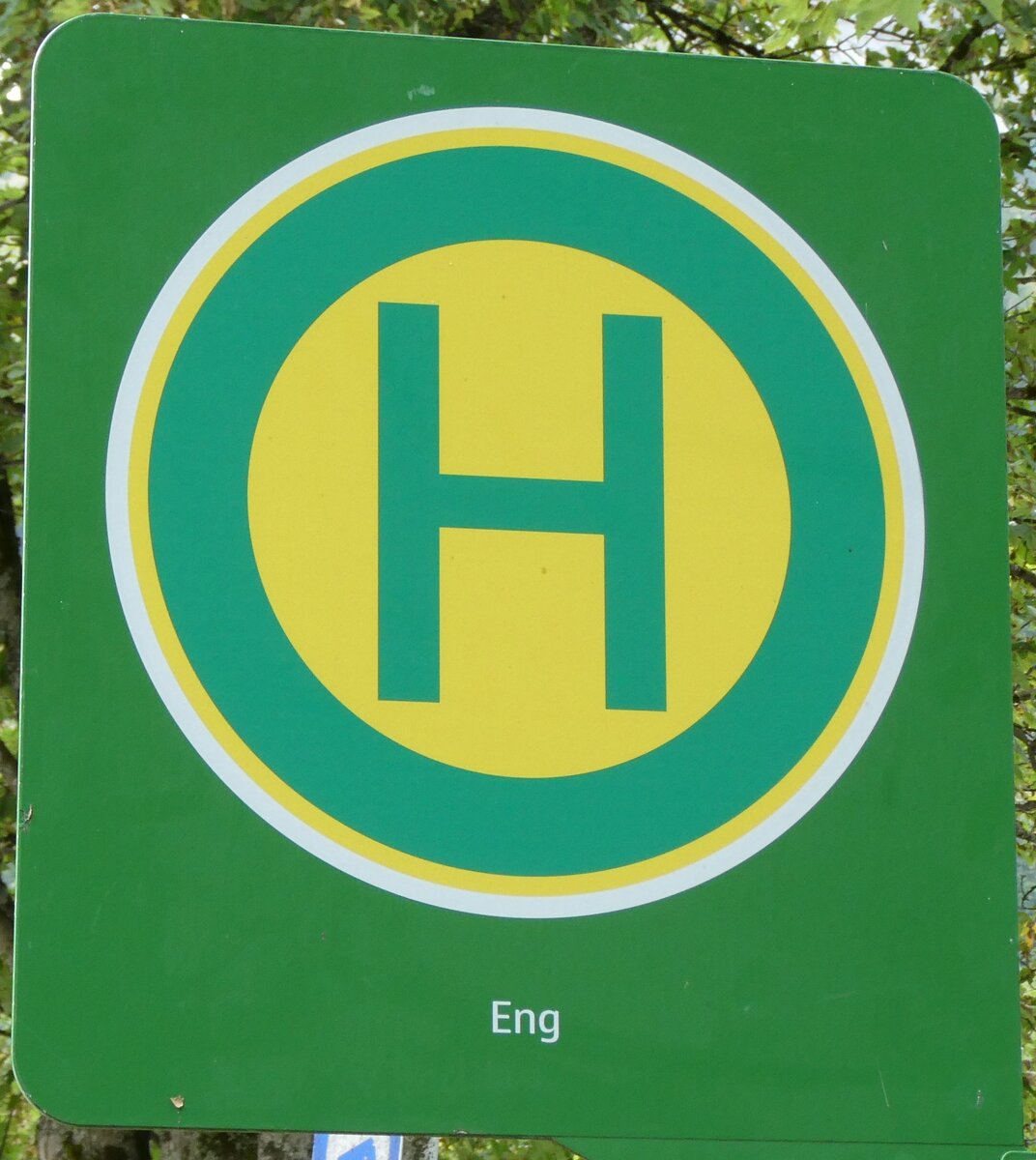 (280'471) - Bus-Haltestellenschild - Eng, Eng Alm - am 17. September 2025