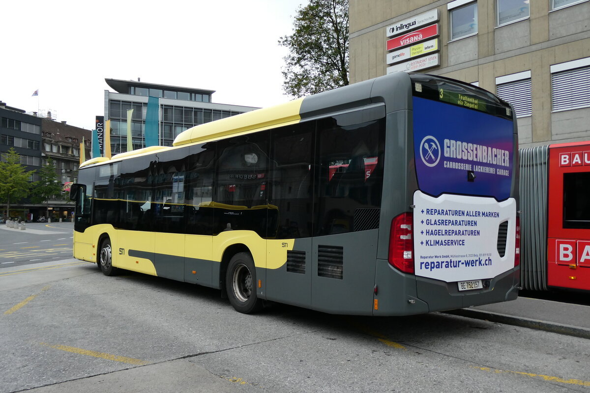 (280'665) - STI Thun - Nr. 157/BE 752'157 - Mercedes am 23. September 2025 beim Bahnhof Thun