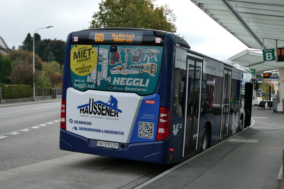 (280'863) - Limmat Bus, Dietikon - AG 578'122 - Mercedes am 2. Oktober 2025 beim Bahnhof Zofingen