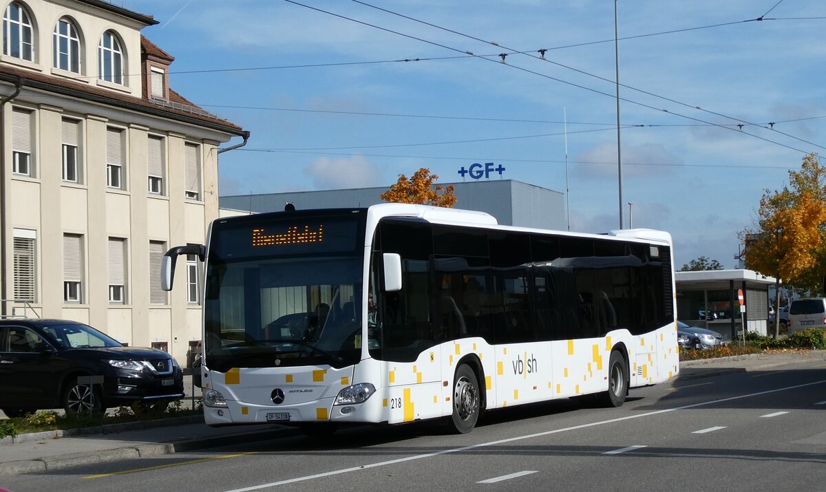 (281'114) - VBSH Schaffhausen - Nr. 218/SH 54'318 - Mercedes (ex SB Schaffhausen Nr. 18) am 10. Oktober 2025 in Schaffhausen, Ebnat