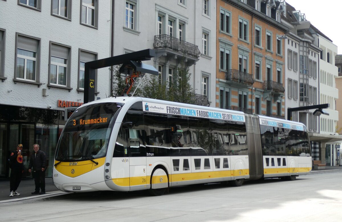 (281'143) - VBSH Schaffhausen - Nr. 26/SH 38'026 - eIrizar am 10. Oktober 2025 beim Bahnhof Schaffhausen