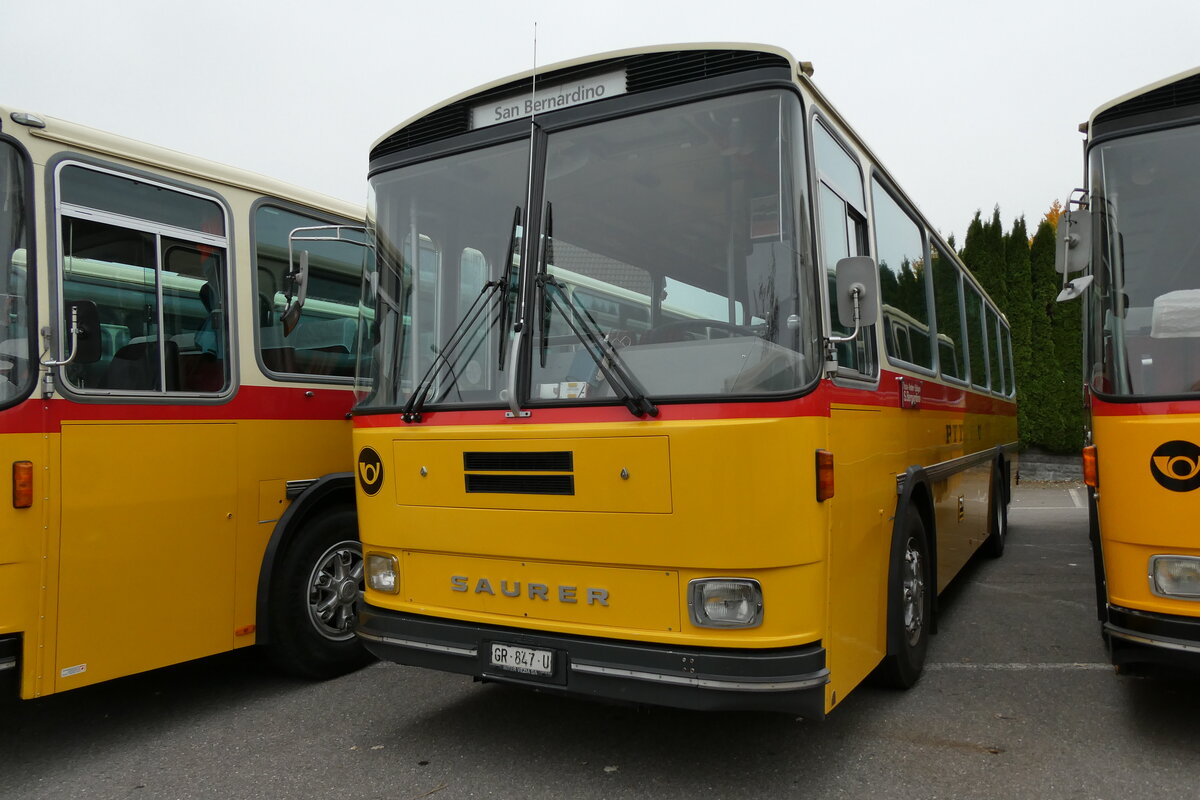 (281'321) - Ltscher, Haldenstein - GR 847 U - Saurer/Tscher (ex Overney, Bern; ex Autopostale, Croglio PID 3158; ex Monti, Cademario Nr. 10; ex PostAuto Graubnden; ex Frigg, Zernez; ex P 24'403) am 12. Oktober 2025 in Schwarzenberg, Rssli