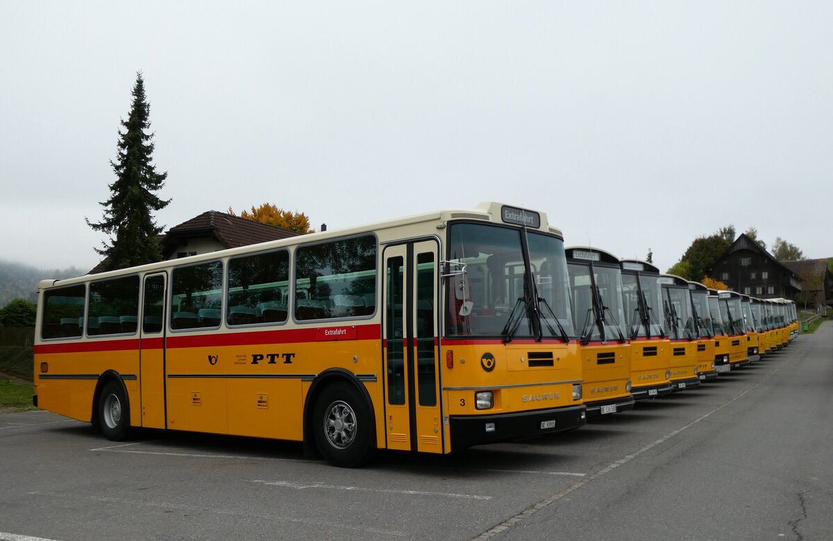 (281'341) - Kolb, Grasswil - Nr. 3/BE 93'915 - Saurer/R&J (ex Schmocker, Stechelberg Nr. 3/PID 2409; ex Schmocker, Stechelberg Nr. 1; ex Gertsch, Stechelberg Nr. 1) am 12. Oktober 2025 in Schwarzenberg, Rssli