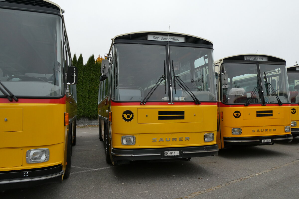 (281'352) - Ltscher, Haldenstein - GR 847 U - Saurer/Tscher (ex Overney, Bern; ex Autopostale, Croglio PID 3158; ex Monti, Cademario Nr. 10; ex PostAuto Graubnden; ex Frigg, Zernez; ex P 24'403) am 12. Oktober 2025 in Schwarzenberg, Rssli