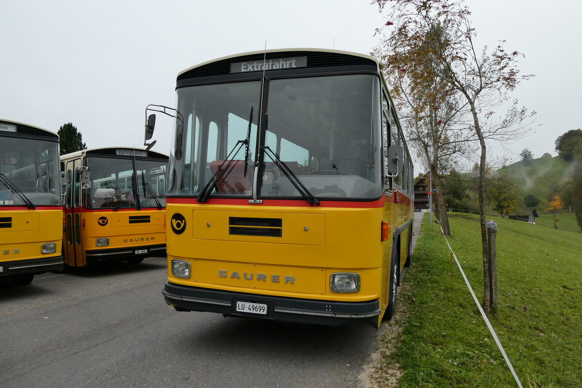 (281'380) - Huber, Oberkirch - LU 49'699 - Saurer/R&J (ex Frigg, Zernez; ex P 24'283) am 12. Oktober 2025 in Schwarzenberg, Rssli