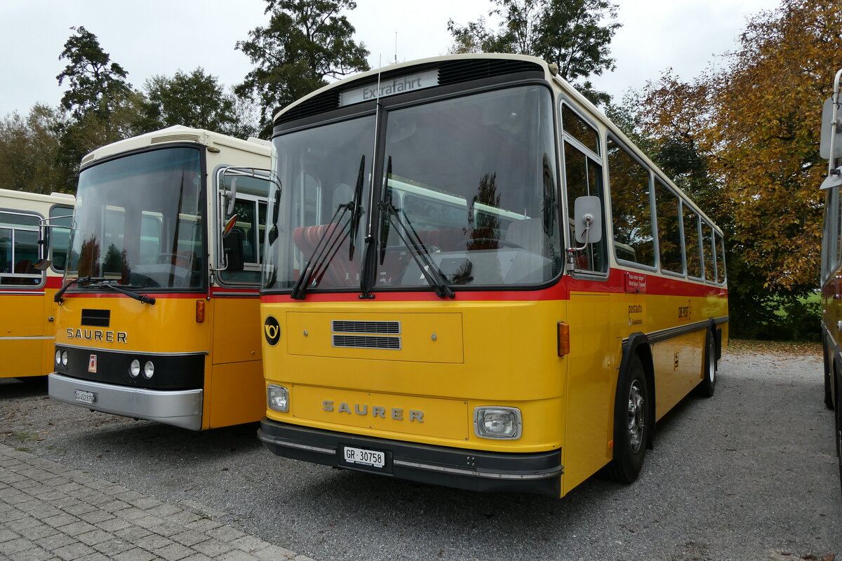 (281'413) - Ltscher, Haldenstein - GR 30'758 - Saurer/R&J (ex Dornbierer, Tahl; ex FRAM Drachten/NL Nr. 24; ex PostAuto Graubnden PID 2870; ex P 24'367) am 12. Oktober 2025 in Hitzkirch, Interkantonale Polizeischule