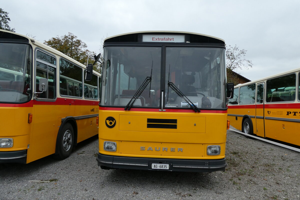 (281'423) - Gautschi, Suhr - AG 6835 - Saurer/Tscher (ex Ltscher, Neuheim Nr. 200/PID 2525; ex Cartek, Regensdorf; ex P 25'822) am 12. Oktober 2025 in Hitzkirch, Interkantonale Polizeischule