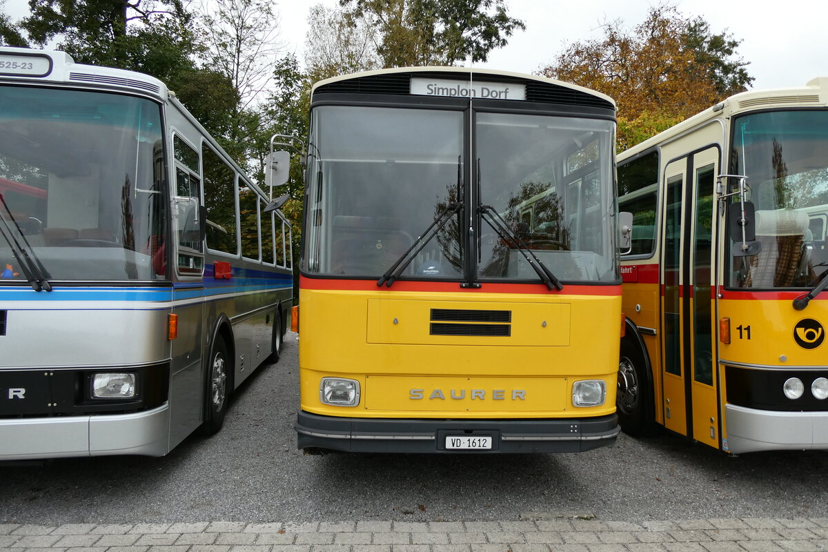 (281'439) - Riviera Carburant Lavage, St-Lgier - VD 1612 - Saurer/R&J (ex Fischer, D-Weilheim; ex ZVB Zug Nr. 141; ex ZVB Zug Nr. 41; ex P 24'354) am 12. Oktober 2025 in Hitzkirch, Interkantonale Polizeischule