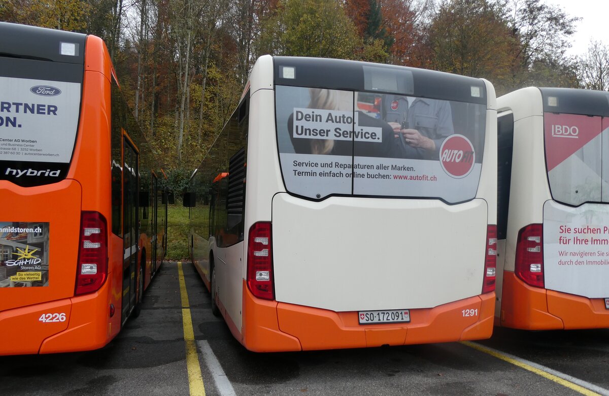 (282'213) - BSU Solothurn - Nr. 1291/FR 172'091 - Mercedes (ex Nr. 91) am 8. November 2025 in Zuchwil, Garage
