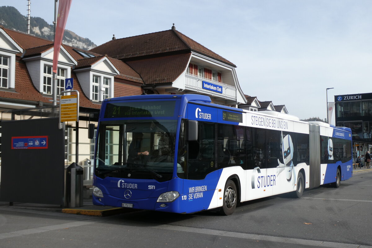 (282'389) - STI Thun - Nr. 173/BE 752'173 - Mercedes am 14. November 2025 beim Bahnhof Interlaken Ost