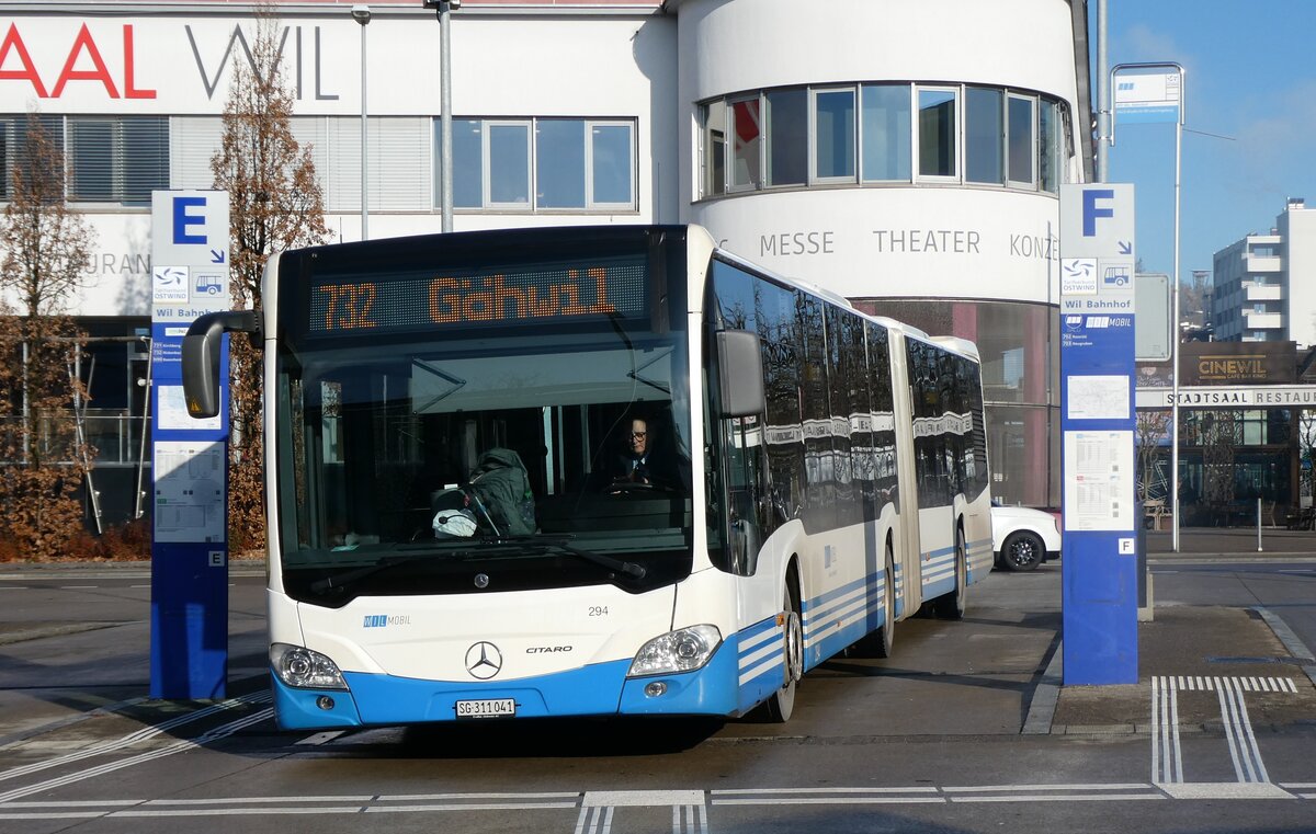 (282'593) - WilMobil, Wil - Nr. 294/SG 311'041 - Mercedes am 27. November 2025 beim Bahnhof Wil