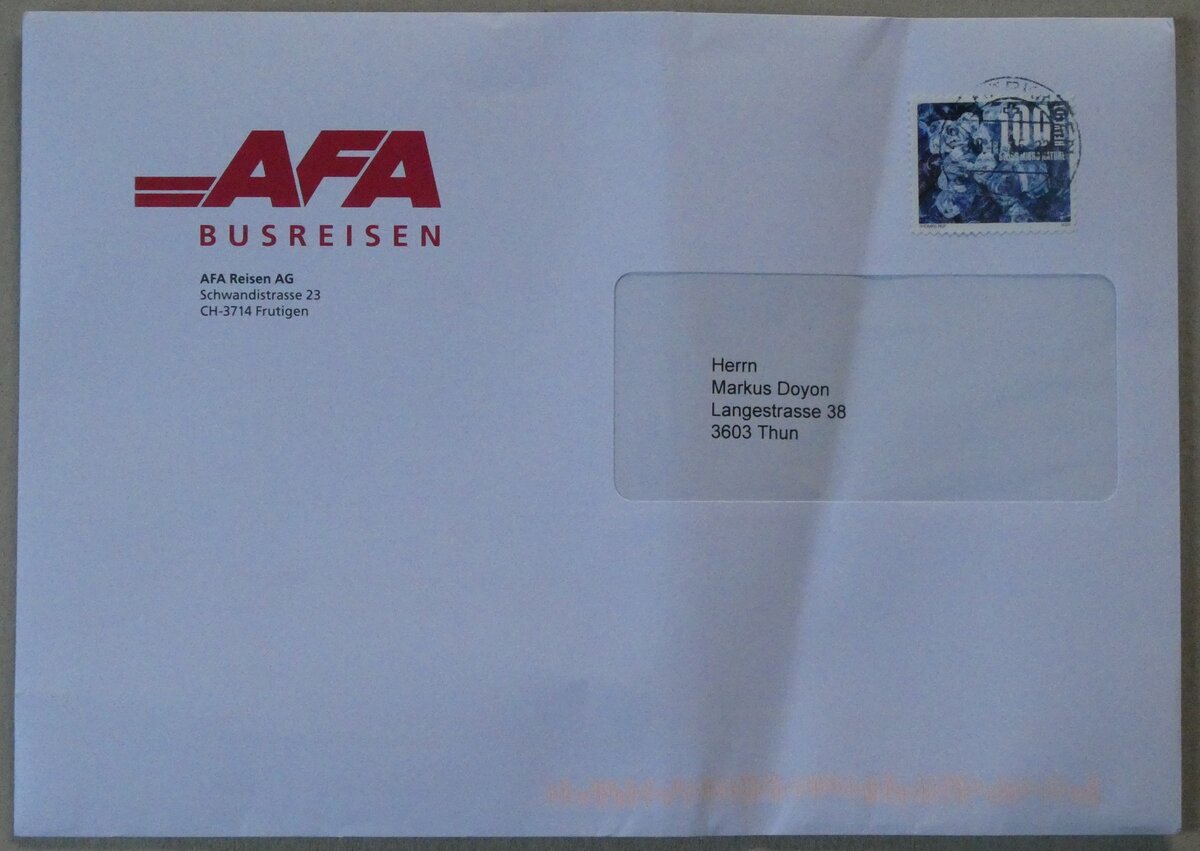 (282'667) - AFA-Briefumschlag vom 28. November 2025 am 29. November 2025 in Thun