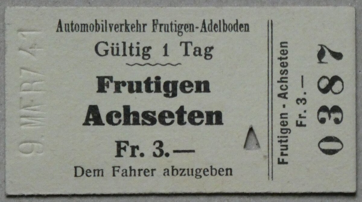 (282'897) - AFA-Einzelbillet vom 9. M�rz 1941 am 7. Dezember 2025 in Thun