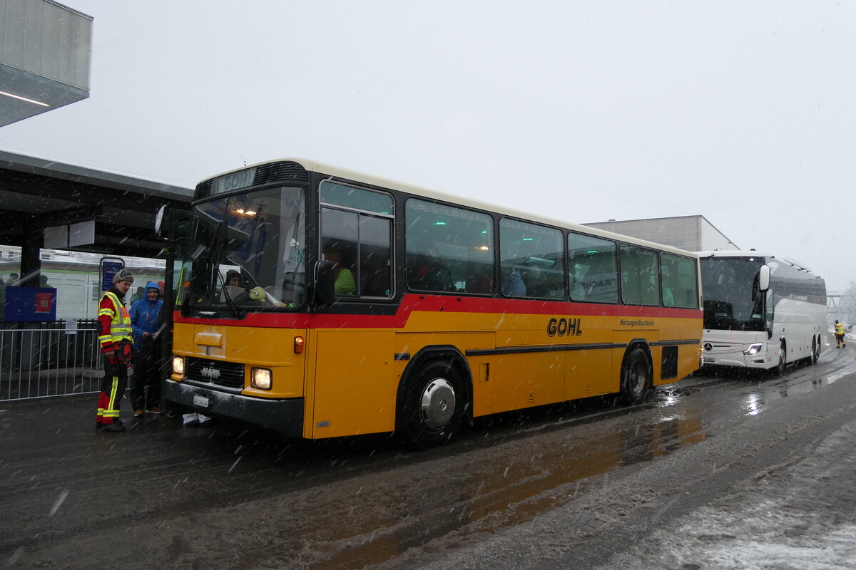 (283'841) - Gohl, Herzogenbuchsee - Nr. 11/BE 54'324 - NAW/Hess (ex Flury, Balm PID 1653; ex Steiner, Altb�ron Nr. 11) am 10. Januar 2026 beim Bahnhof Frutigen