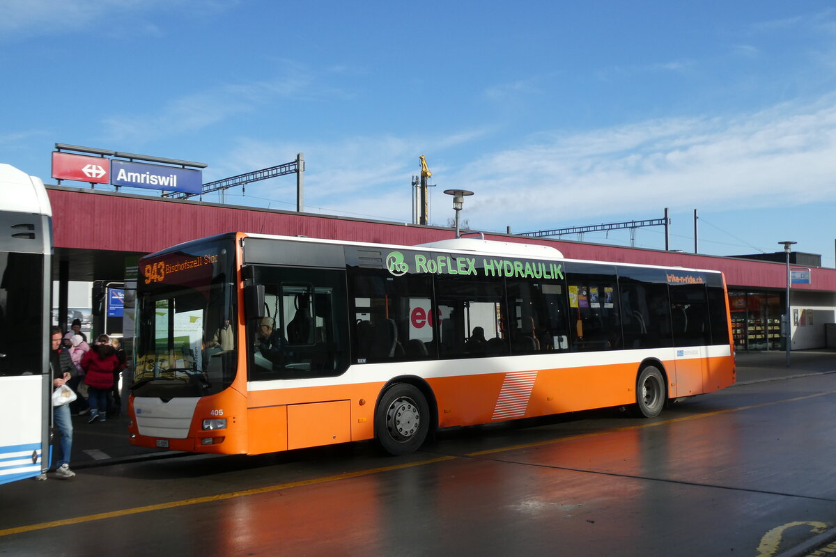 (284'184) - BOTG Amriswil - Nr. 405/TG 62'895 - MAN (ex Nr. 5) am 16. Januar 2026 beim Bahnhof Amriswil