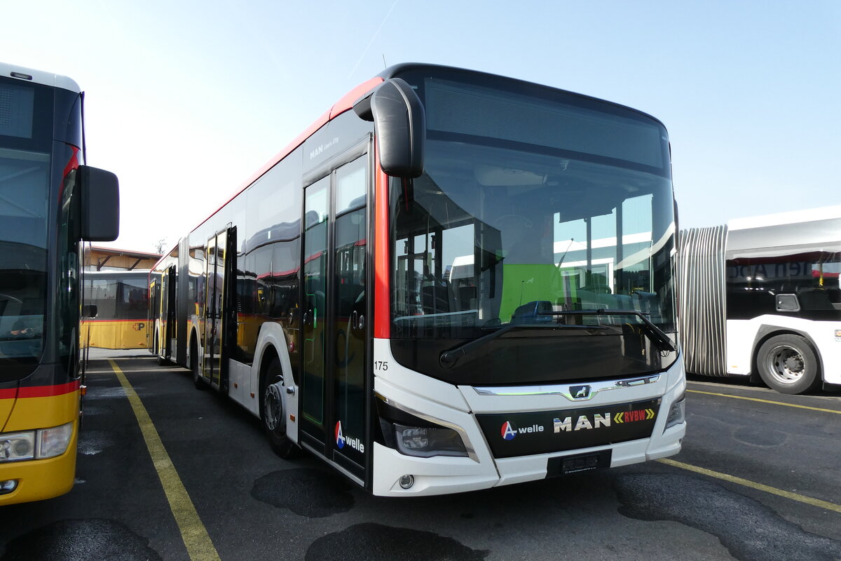 (285'285) - RVBW Wettingen - Nr. 175 - MAN (ex AHW Horgen Nr. 611) am 7. M�rz 2026 in Kerzers, Interbus