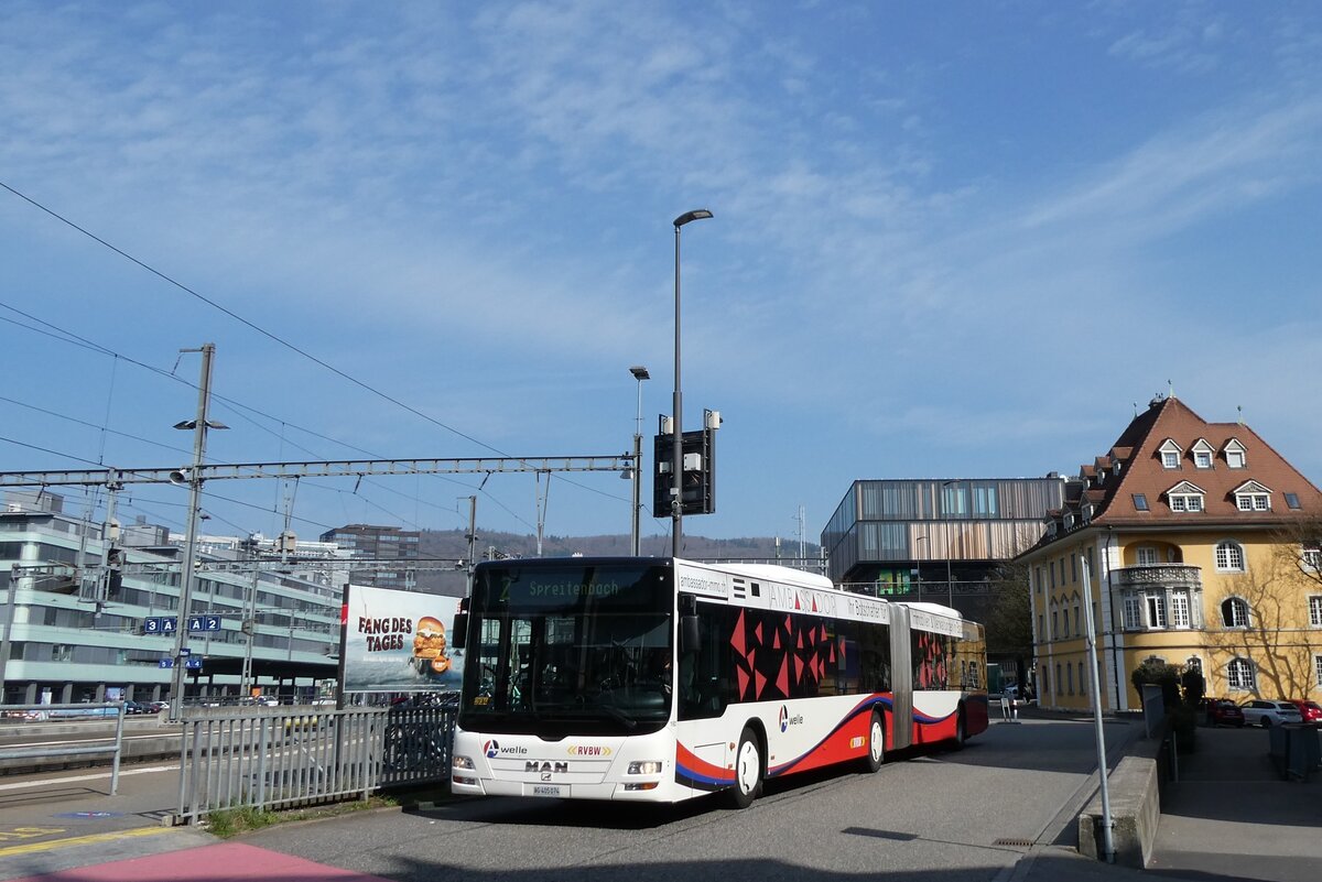(285'503) - RVBW Wettingen - Nr. 192/AG 405'074 - MAN (ex Twerenbold, Baden Nr. 305) am 19. M�rz 2026 beim Bahnhof Baden