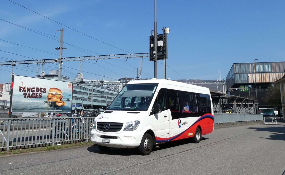 (285'514) - RVBW Wettingen - Nr. 20/AG 226'219 - Mercedes am 19. M�rz 2026 beim Bahnhof Baden