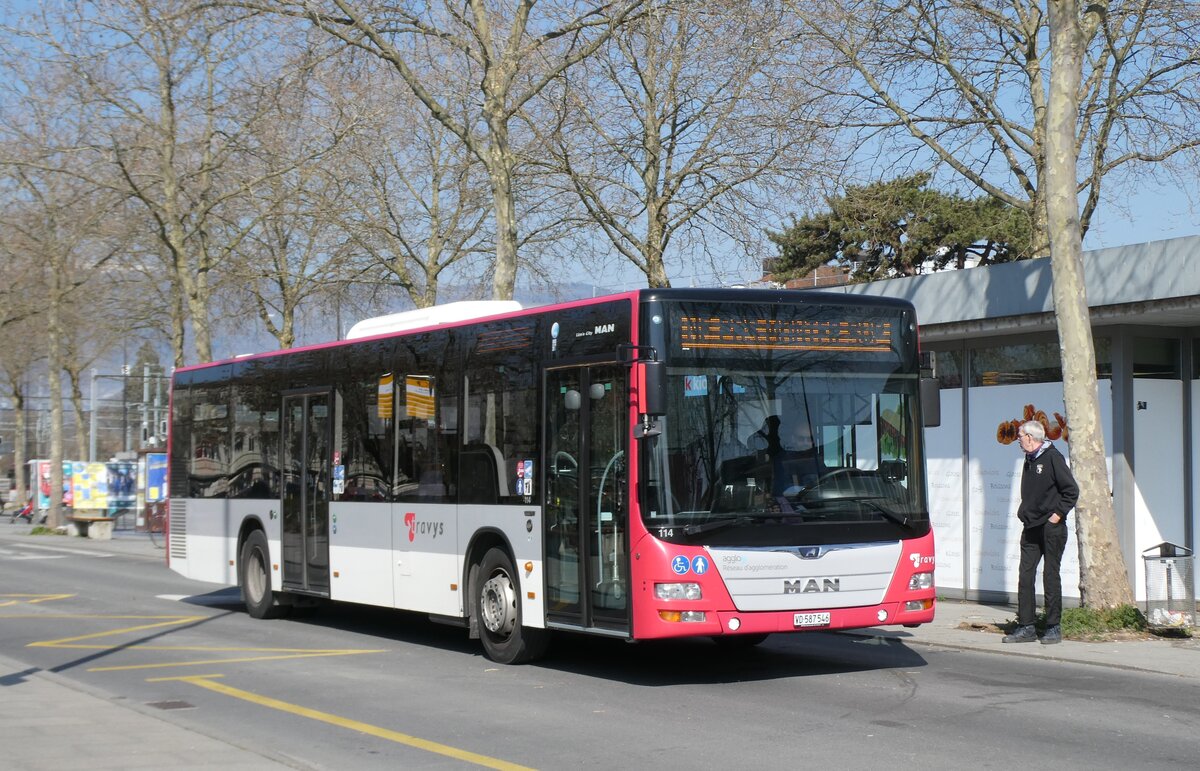 (285'618) - TRAVYS Yverdon - Nr. 114/VD 587'546 - MAN am 21. M�rz 2026 beim Bahnhof Yverdon