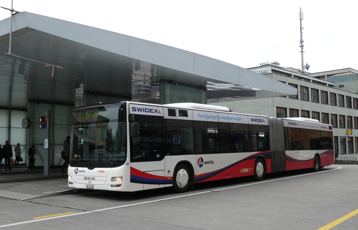 (285'741) - RVBW Wettingen - Nr. 169/AG 19'315 - MAN am 26. M�rz 2026 beim Bahnhof Baden