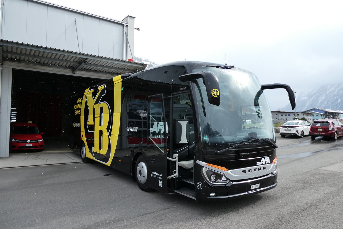 (285'753) - AFA Adelboden - Nr. 21/BE 1898 - Setra (ex Gerber, Eutschland; ex H�ffmann, D-Vechta) am 27. M�rz 2026 in Frutigen, Garage