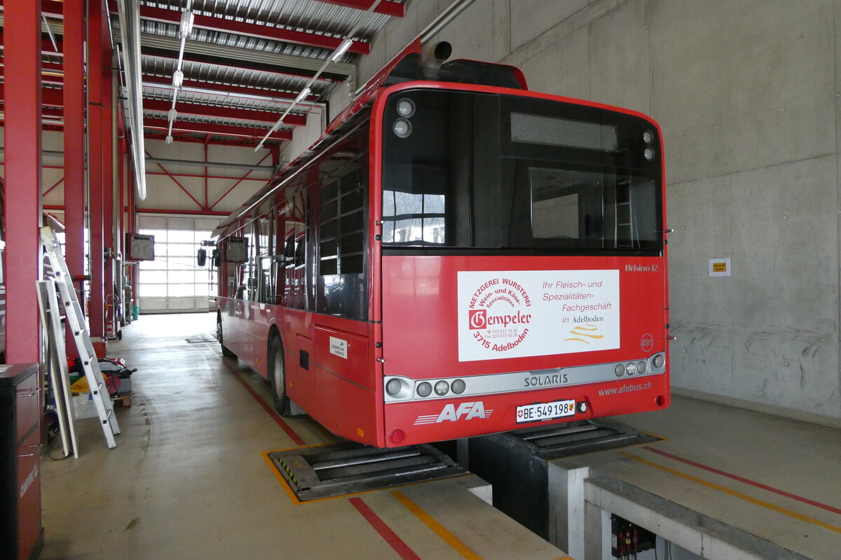 (285'765) - AFA Adelboden - Nr. 491/BE 549'198 - Solaris (ex Nr. 91) am 27. M�rz 2026 in Frutigen, Garage