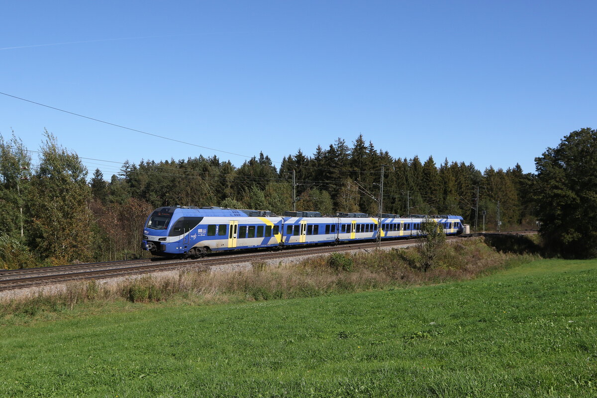 430 015 auf dem Weg nach Rosenheim. Aufgenommen am 9. Oktober 2024 bei Lauter.