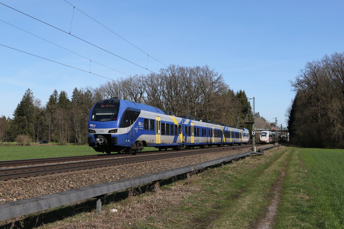 430 026 aus Rosenheim kommend am 20. Mrz 2024 bei Brannenburg.