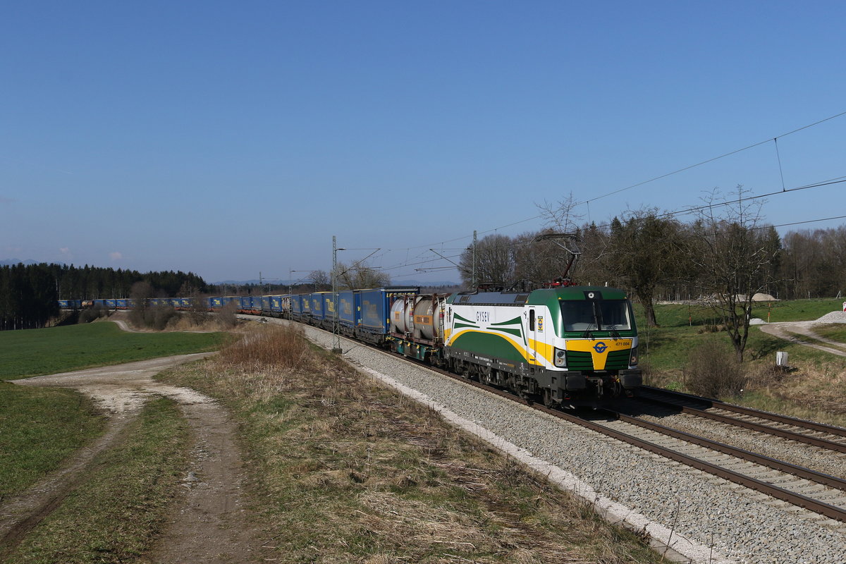 471 004 auf dem Weg nach Salzburg am 18. Mrz 2020 bei Grabensttt im Chiemgau.