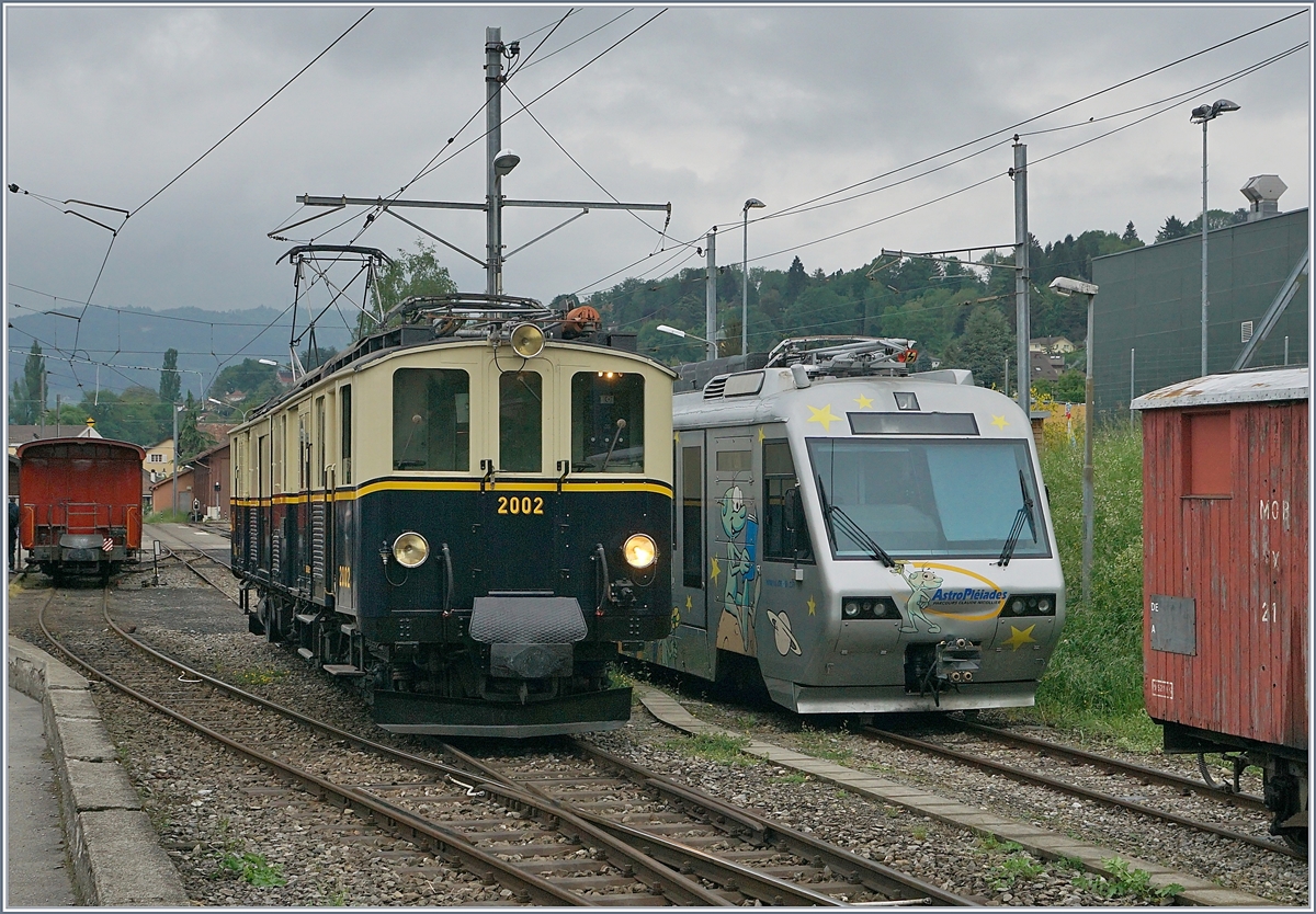 50 Jahre Blonay - Chamby; Mega Steam Festival: es dampft reichlich, am MSF, aber auch die wenigen elektrischen Einlagen hatten ihren Reiz, wie z.B der MOB FZe 6/6 2002 hier in Blonay.
10. Mai 2018
