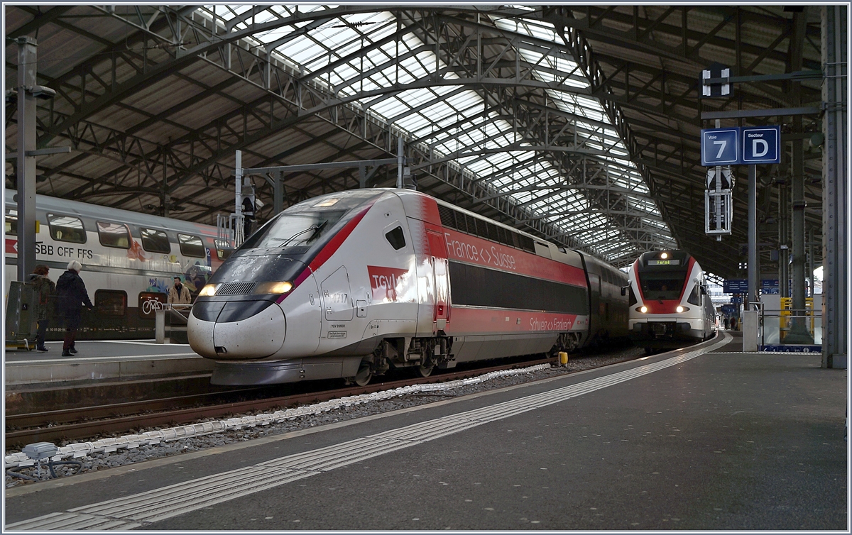 Der Lyria TGV 4717 wartet in Lausanne auf die Abfahrt nach Paris. 

17. Jan. 2020  