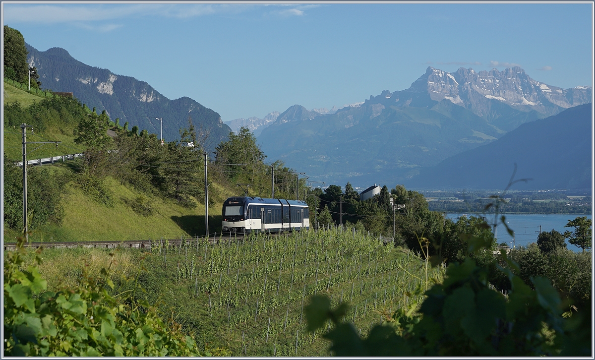 Der MVR ABeh 2/6 7507 ist zwischen Planchamp und Châtelard VD als Regionalzug 2365 von Sonzier nach Montreux unterwegs und befindet sich etwas unterhalb der selben Stelle wie auf dem vorangegangen Bild.

8. Juli 2020
